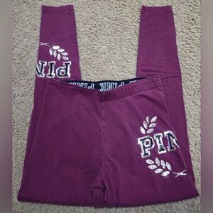 PINK Victoria's Secret Bling Vintage Sequin Spellout Logo Leggings